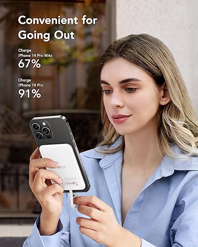 Miniatura 5 de VEEKTOMX Cargador portátil delgado, batería ligera de 5000 mAh con cable integrado para iPhone, batería ultrafina compatible con iPhone