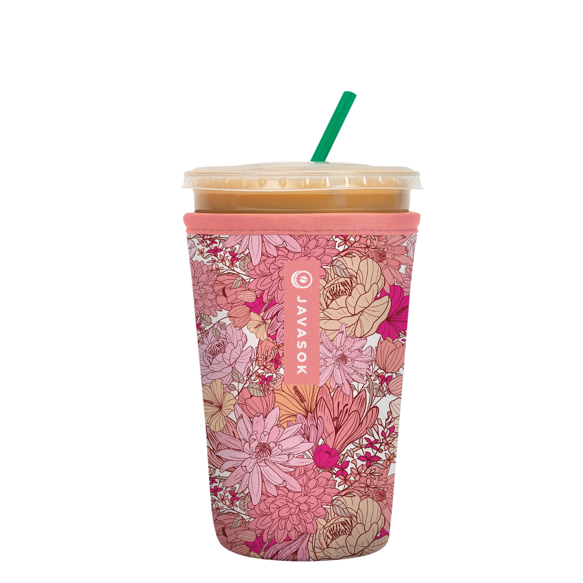 Sok It JavaSok Iced Coffee &amp; Cold Soda Insulated Neoprene Cup Sleeve (Rosy Outlook, Medium: 22-28oz)