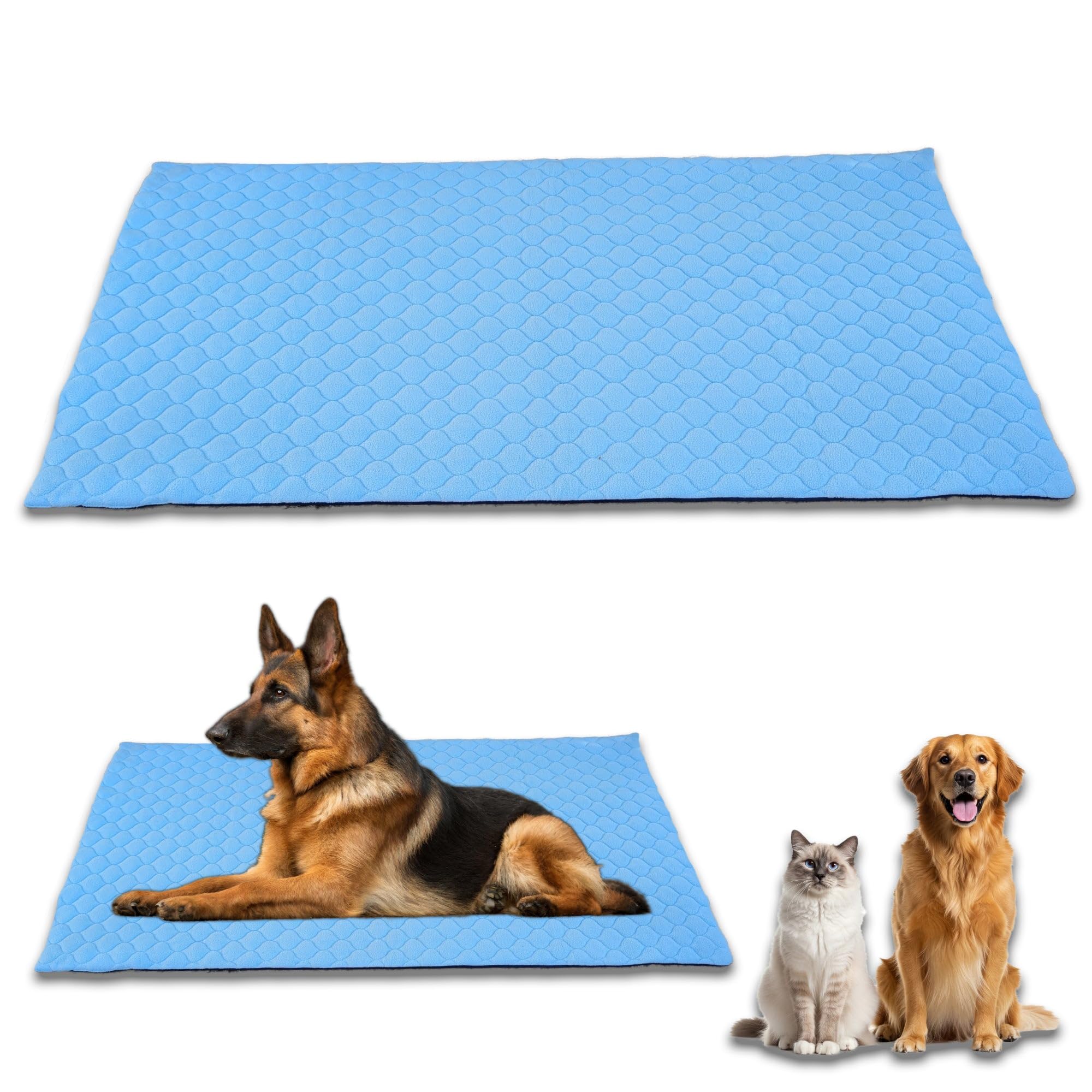Tappetino impermeabile per cani - Facile da lavare e trasportare | 105 cm x 105 cm - Blu - Comodo - Lavabile in lavatrice - Protegge tutte le superfici - Adatto ai gatti
