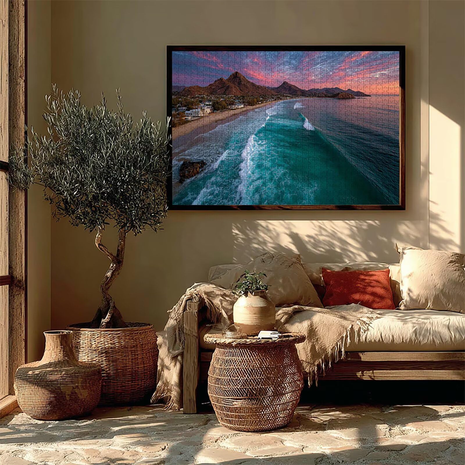Puzzle Arte con Scatola Paesaggio, Onde Puzzle Legno 6000 Pezzi Adulti 179x105cm, Attività di Intrattenimento ad Alta Difficoltà, DIY Classici Gioco, Jigsaw Per Tutta La Famiglia, Regalo, M-4978