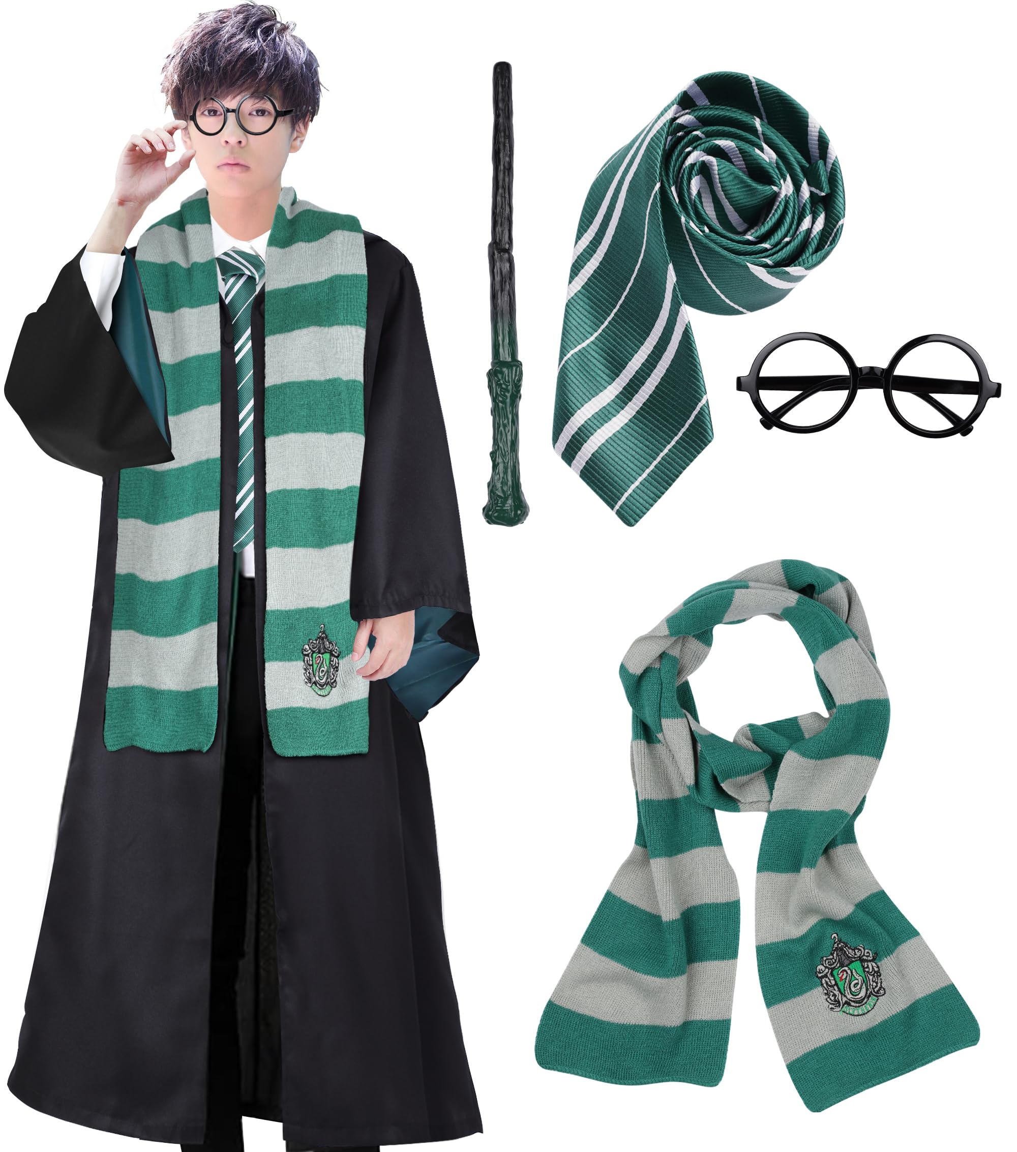 ハリーポッター スリザリン寮 ローブ&杖 他 5点セット 814tcv6NHQL.jpg