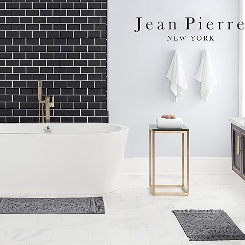 Miniatura 7 de Jean Pierre Ricardo - Tapete de baño con flecos, tejido con flecos, 100% algodón, decoración de baño de primera calidad, mide 27 x 52 pulgadas,