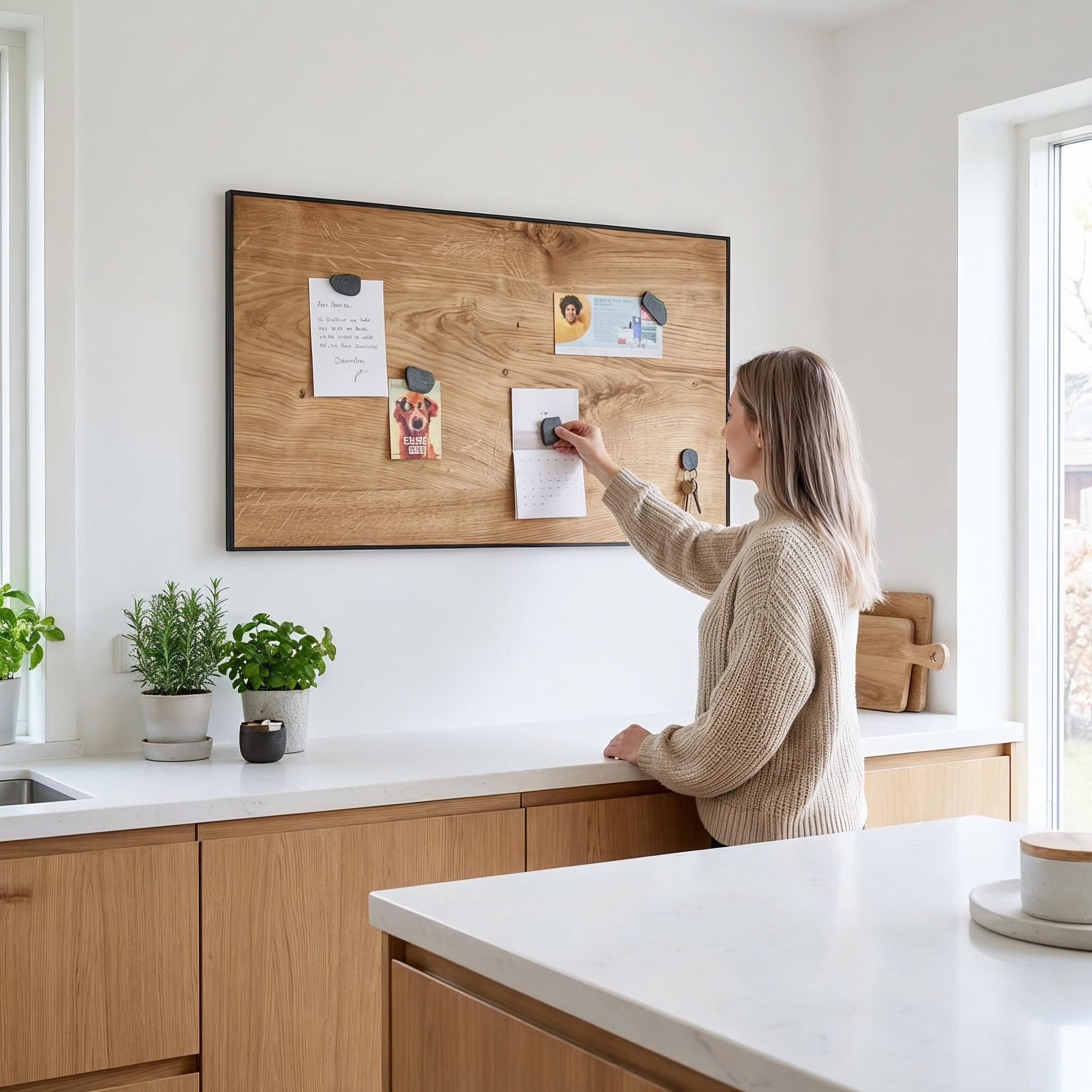 Magnettafel aus echtem Eichenholz (40 x 61 cm) – starke Magnetkraft & edles Design – Magnetboard für Küche, Büro, Flur – einfache Montage – verschiedene Größen