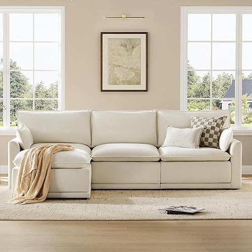 Miniatura 3 de CHITA Sofá modular modular de 113 pulgadas, moderno sofá modular para sala de estar, sofá en forma de L de 4 plazas, color crema