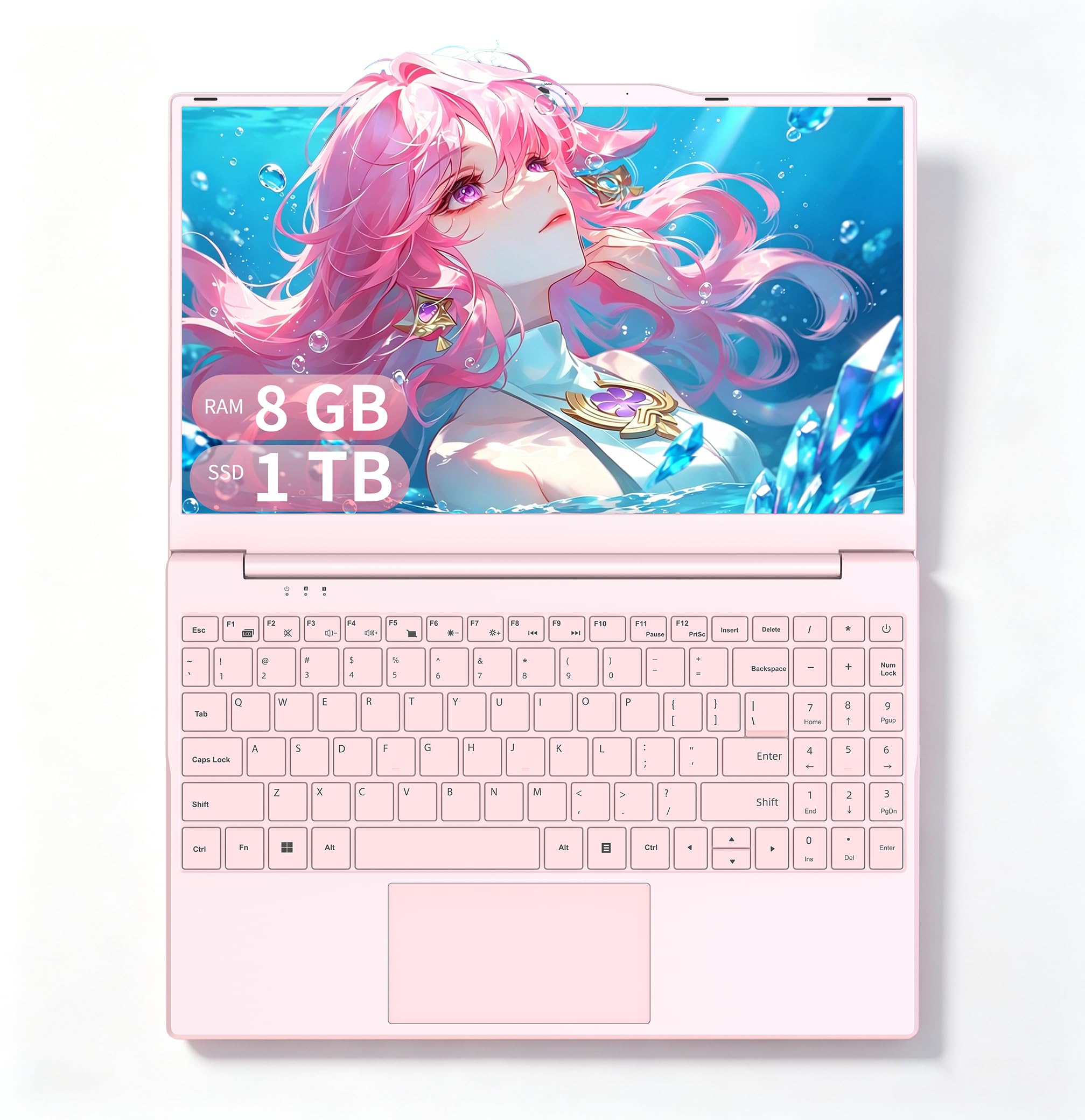 2026 Portatile 14" Rosa Chiaro con processore N5100 (Upto 2.9 GHz), 16GB RAM DDR4, 1TB SSD NVMe, IPS FHD 1920x1080, Mini-HD, Custodia tastiera ITA, tasto fisico privacy webcam. (16GB RAM+1TB SSD)