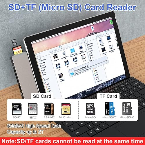 Miniatura 9 de Surface Pro 9 Hub Docking Station con HDMI 4K, USB-C Thunerbolt 4 (video de 8K a 30 Hz + datos de 40G + potencia de 100 W), RJ45 de 100 M, 2 USB