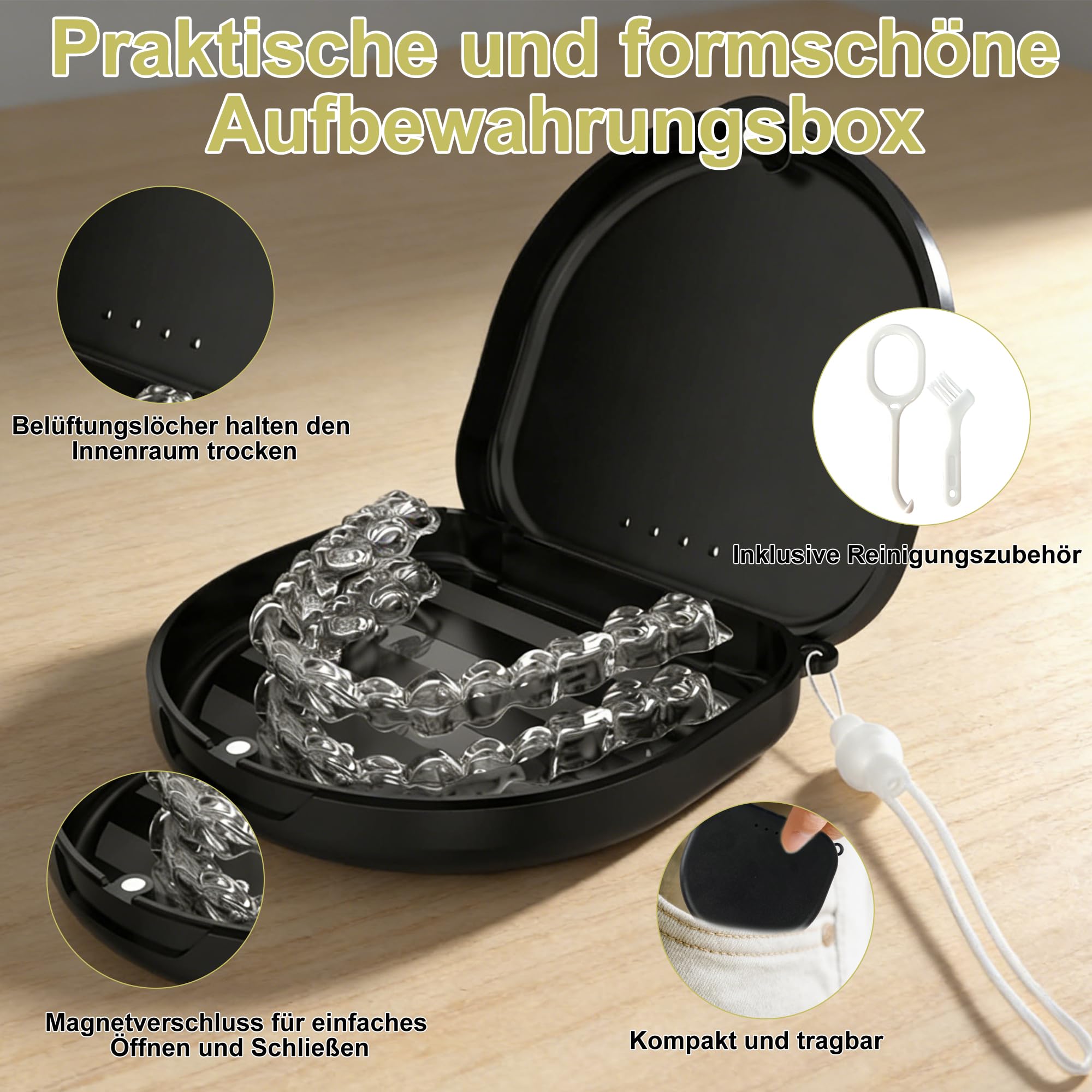 Zahnspangendose Zahnschiene Box Zahnspangenbox Knirscherschiene Box Aufbewahrung, Tragbare Retainer Dose Mit Belüftung Und Sicherem Verschluss Für Zahnersatz Aufbewahrung Reise Alltag Lösung