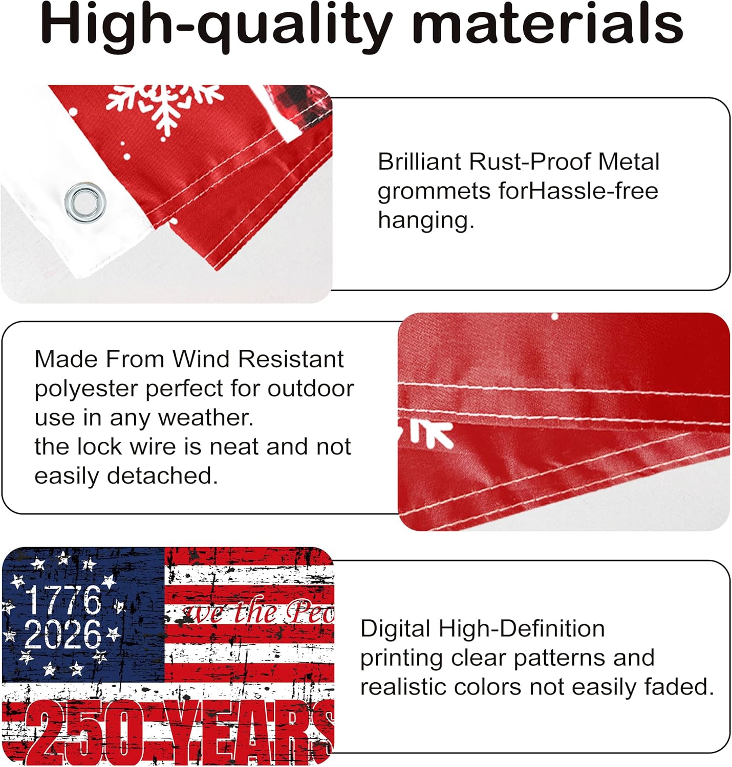 250 Anniversary Flag 3x5 Ft 2 Sided 3 Layers 250th Anniversary Flag1776-2026 250 Years Birthday Patriotic Decor for Outdoor Front Door Porch Wall