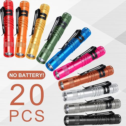 Miniatura 3 de Hortsun 20 mini linternas de bolsillo con clip, pequeñas linternas LED de mano delgadas para regalo de Navidad sin batería, 3.54 pulgadas