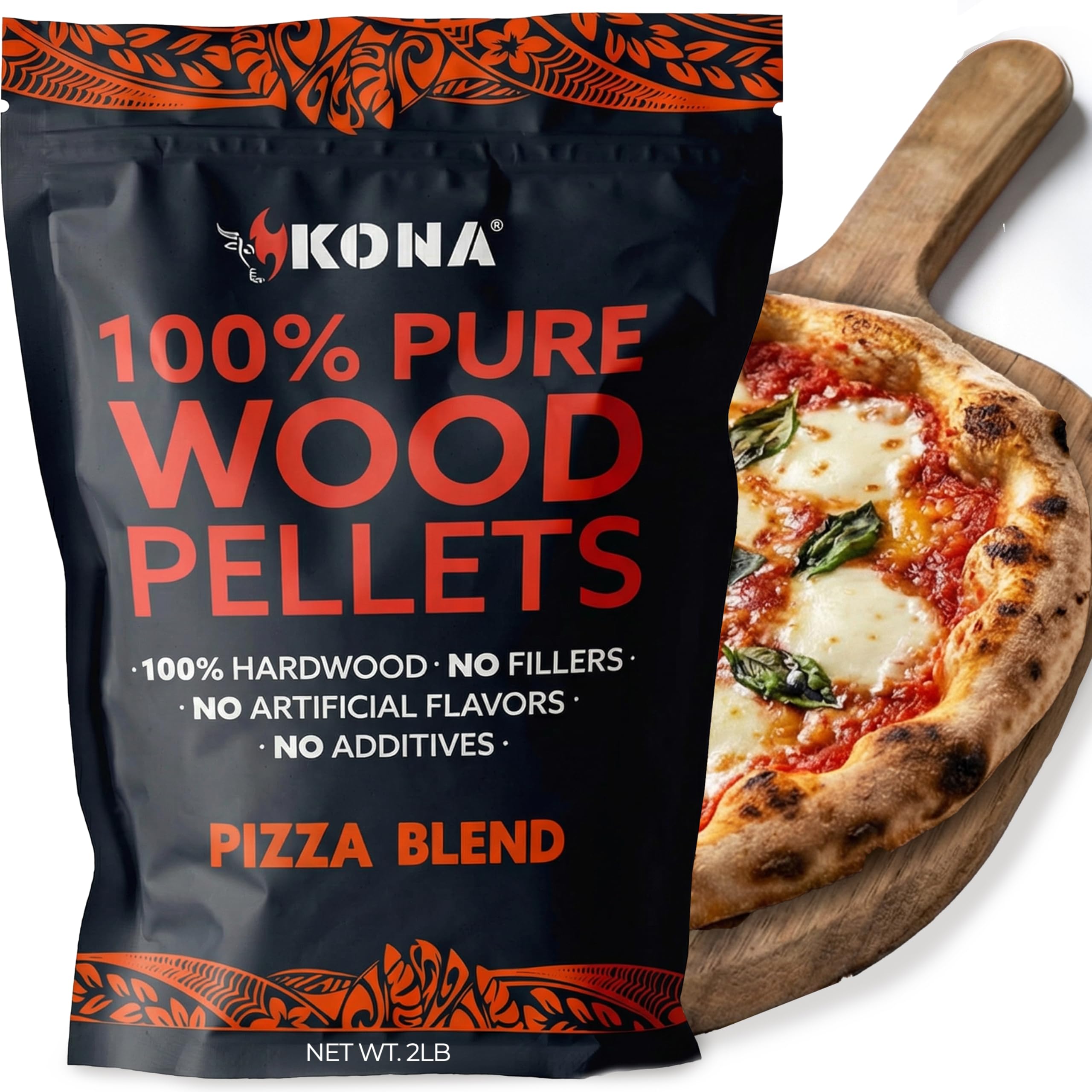 Kona Pizza Blend Wood Smoker Pellets, Intended For Ovens, 100% Natural Hardwood - Rich Smoky Flavor Ideal Smokers, And Tubes 2 Pounds
