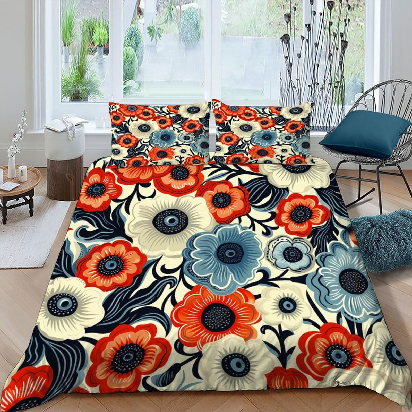 Housse de couette anti-plis 220x240cm fini le repassage parure lit microfibre