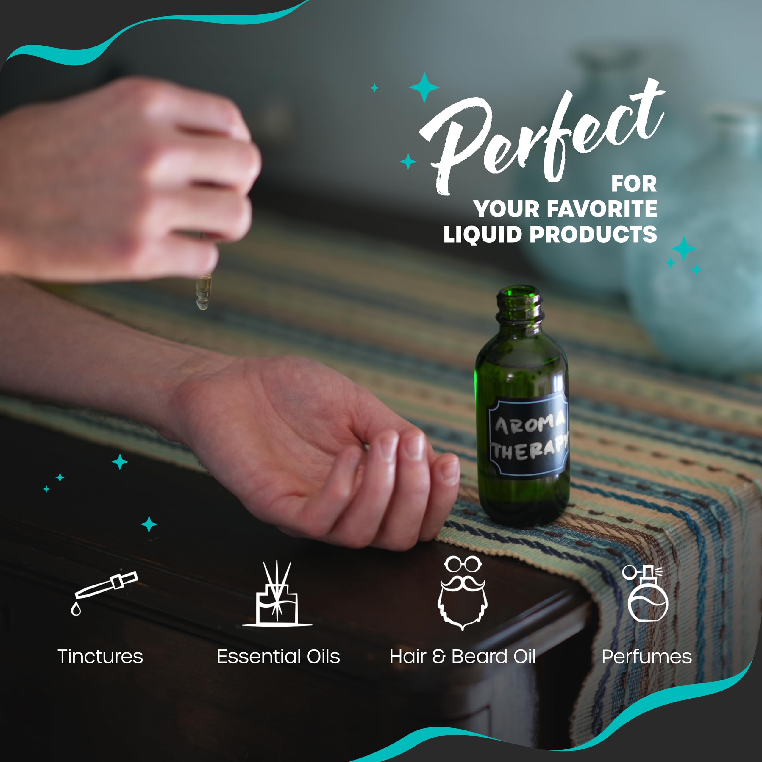 Nevlers 24 botellas de vidrio verdes de 4 onzas con cuentagotas, botellas vacías a prueba de fugas para aceite, utilizables como botella vacía con cuentagotas para ojos, botellas de aceite para