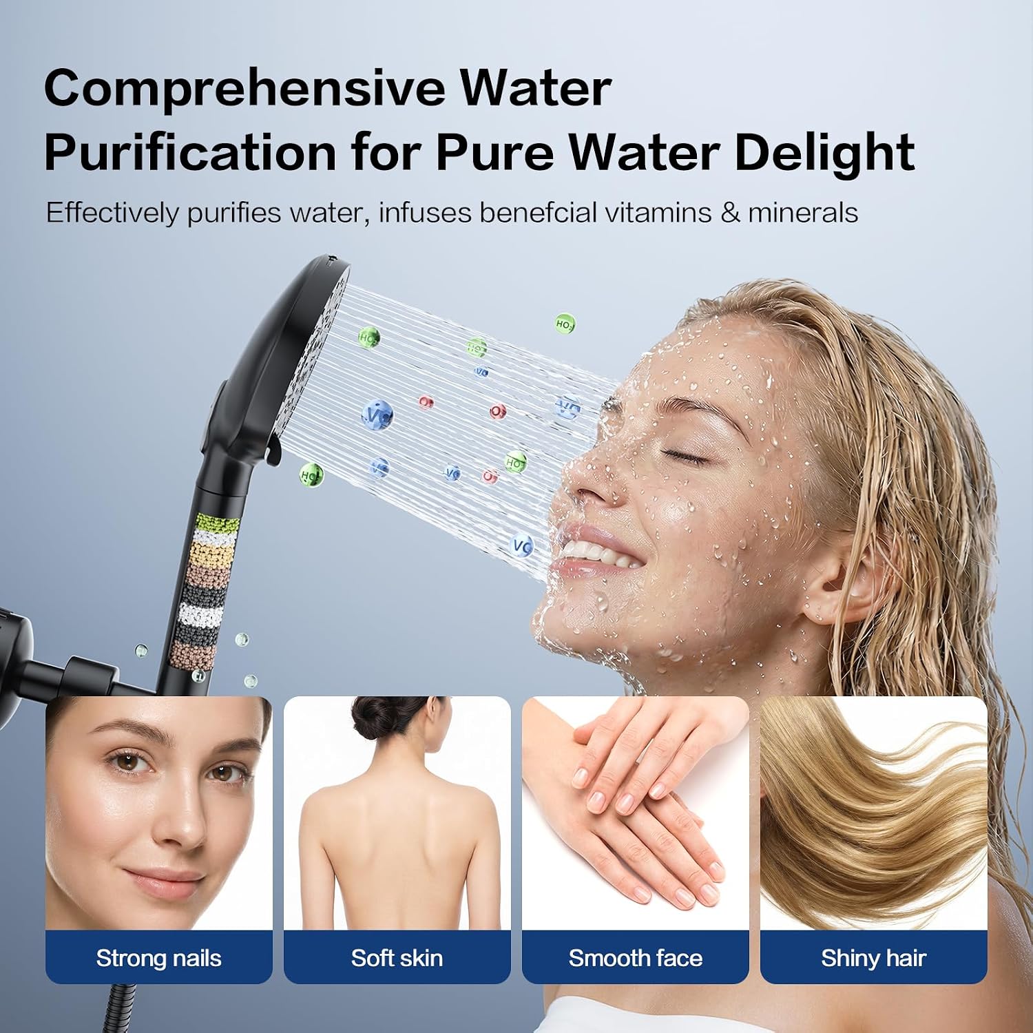 Filtered Shower Head with Handheld, High Pressure 9-mode Handheld Shower Head Water, Detachable Showerhead with Stainless Hose(AM-US-N9HS701MB-NA) image 5