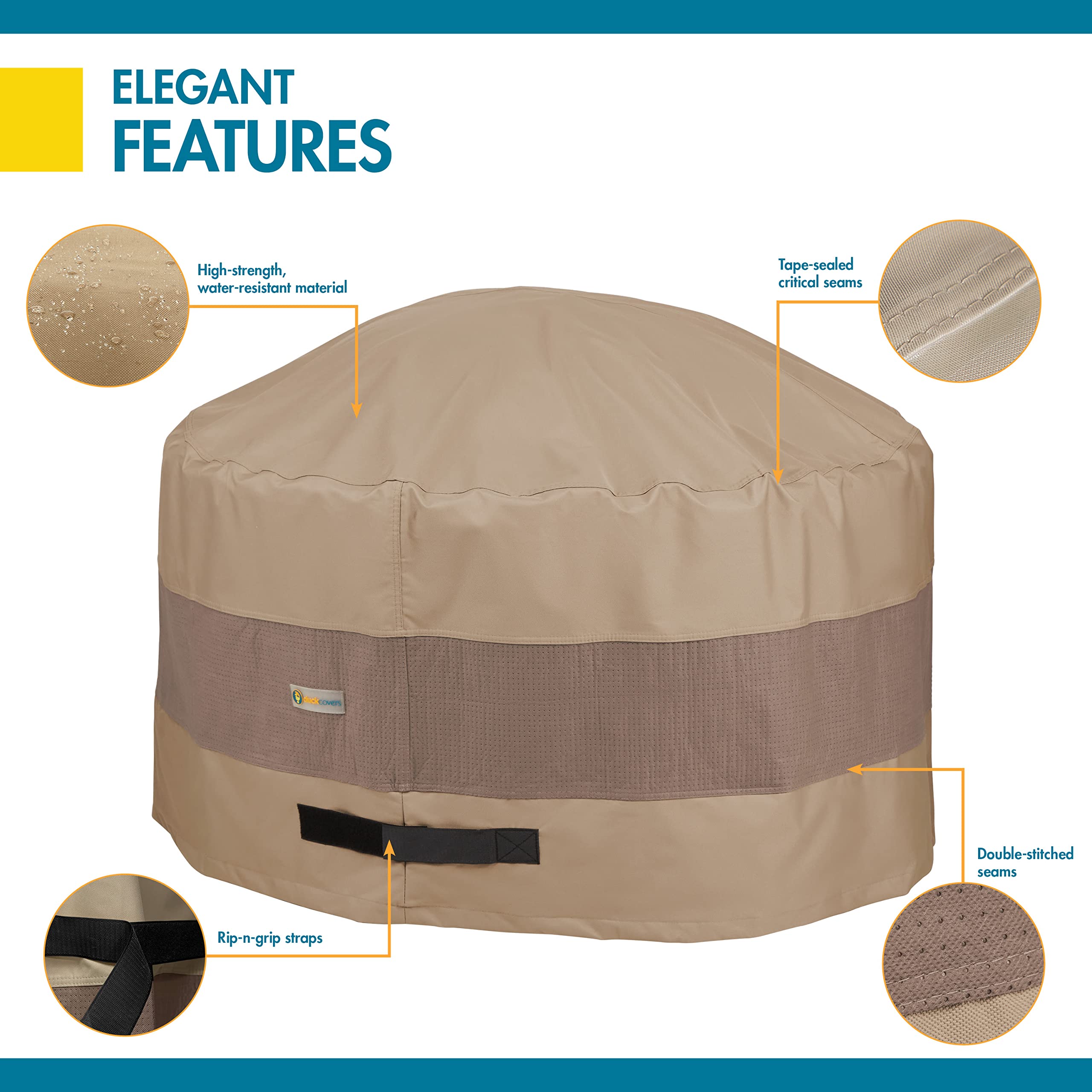 Duck Covers Elegante Copertura Rotonda Impermeabile per braciere da 127 cm, Copertura Esterna per braciere