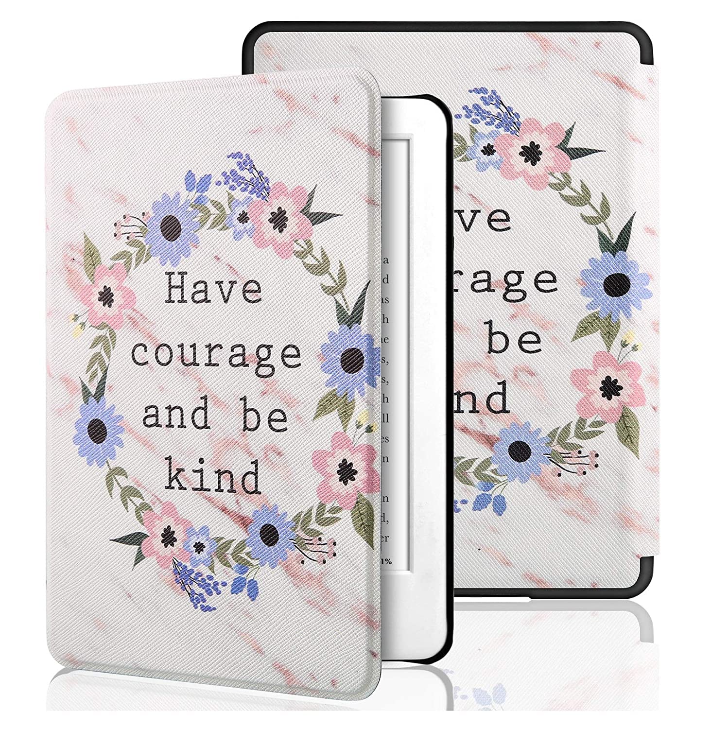 swook classic printed magnetic flip cover case for 6.8" kindle paperwhite 11 11th generation 2021 / kindle paperwhite signature edition soft back flip cover case (courage)