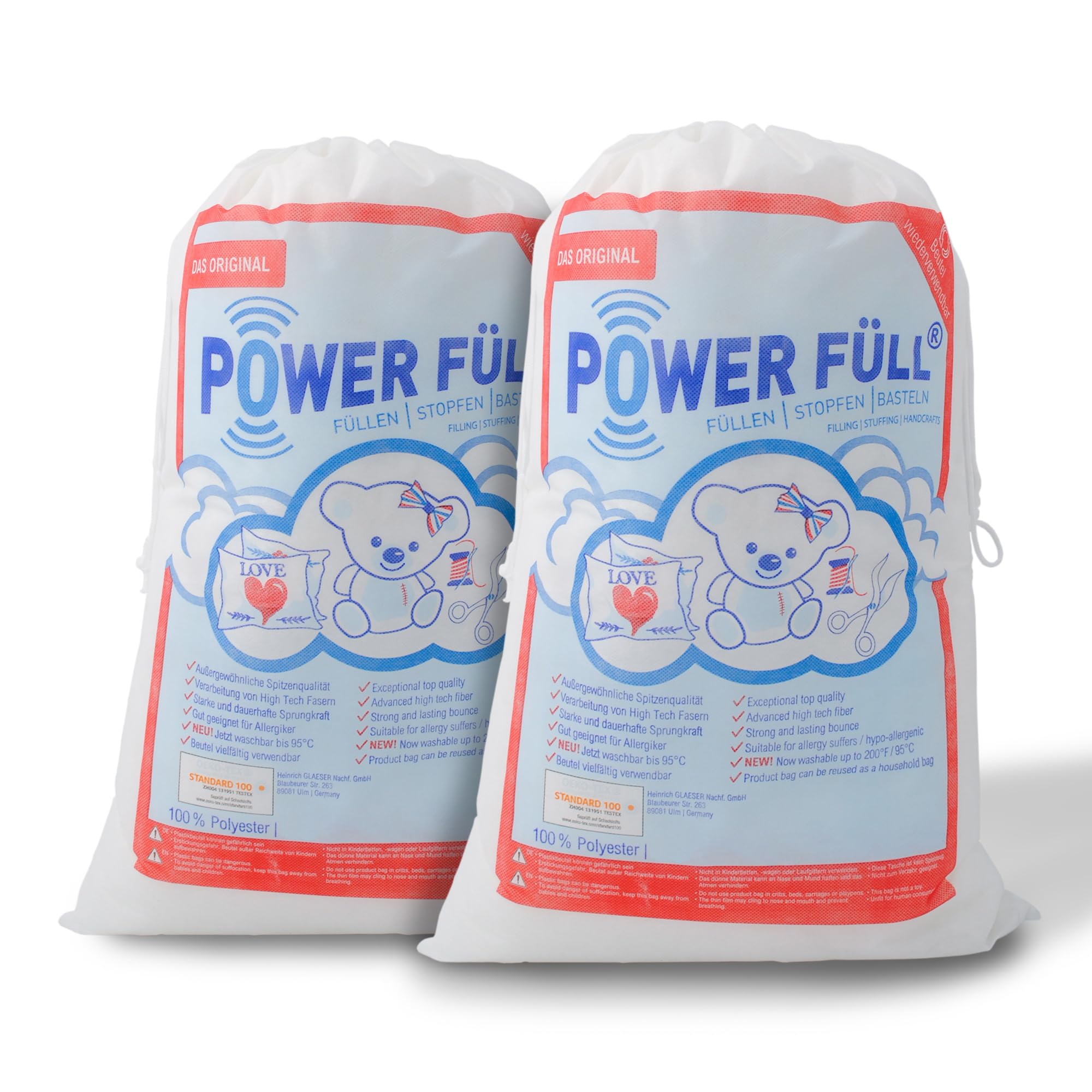 POWER FÜLL Füllwatte, 1.25 kg Polyester-Füllwatte, für Kissen, Kuscheltiere und Sitzkissen, spielzeugsicher, Öko-Tex-Standard Zertifiziert, waschbar, trocknerbeständig, (1250, Gramm)