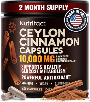 Ceylon Cinnamon Capsules 500mg, Vegan Cinnamon Supplements 60 Caps