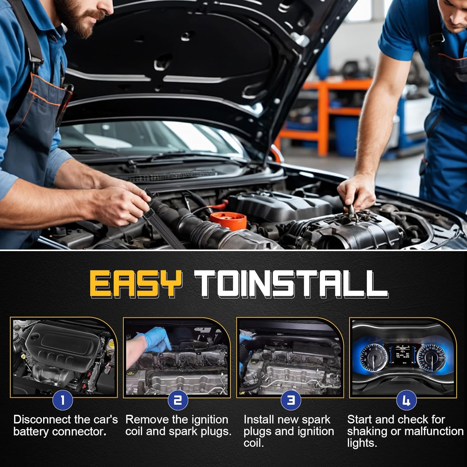UF751 Ignition Coil Packs For 2014-2019 Chrysler 200/Dodge Dart/Jeep Cherokee Renegade/Ram ProMaster City/Fiat 500X 2.4L L4 Replaces# 68242286AA, 68242286AB, 68080508AB, UF754, GN10738