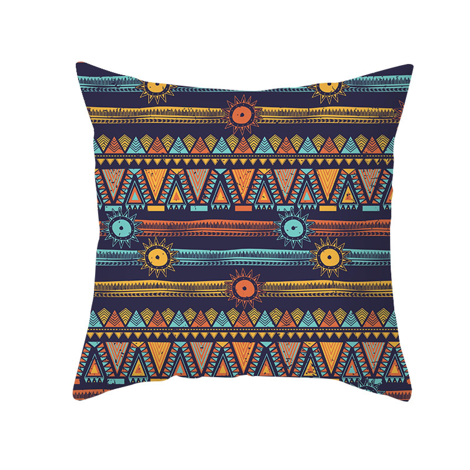 Cushion Covers Bohemian Geometry Pillow Cases Soft Linen Cushions with Covers Included Washable Sofa Cushions with Invisible Zip Pillowcase Breathable Pillow Cover 60x60 Cushion Cover 1 Pack