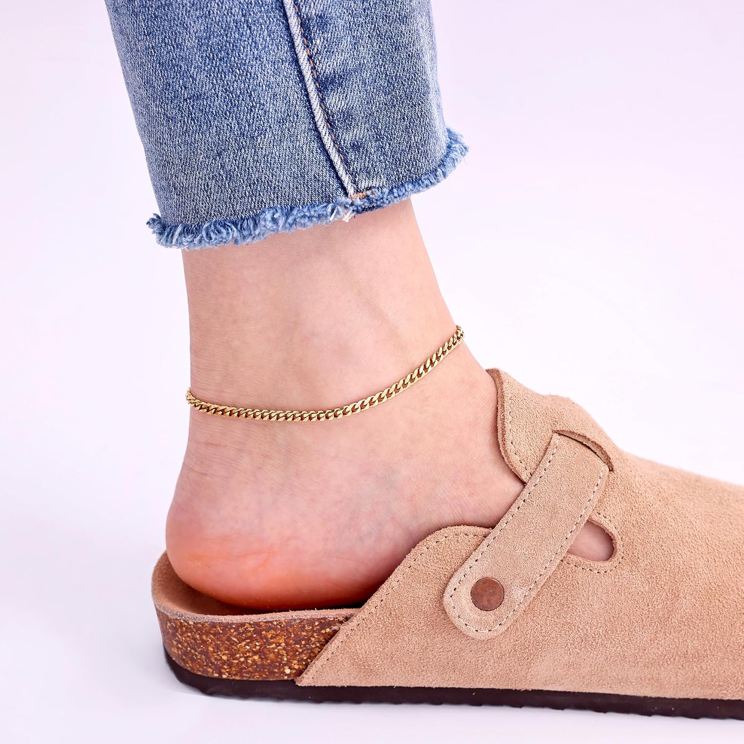 Fiusem Silver Tone / 18k Gold Plated Anklet for Women, 3.5mm Stainless Steel Cuban link Chain Anklets for Women, Women's Anklets 9"/10"/11" - Image 4