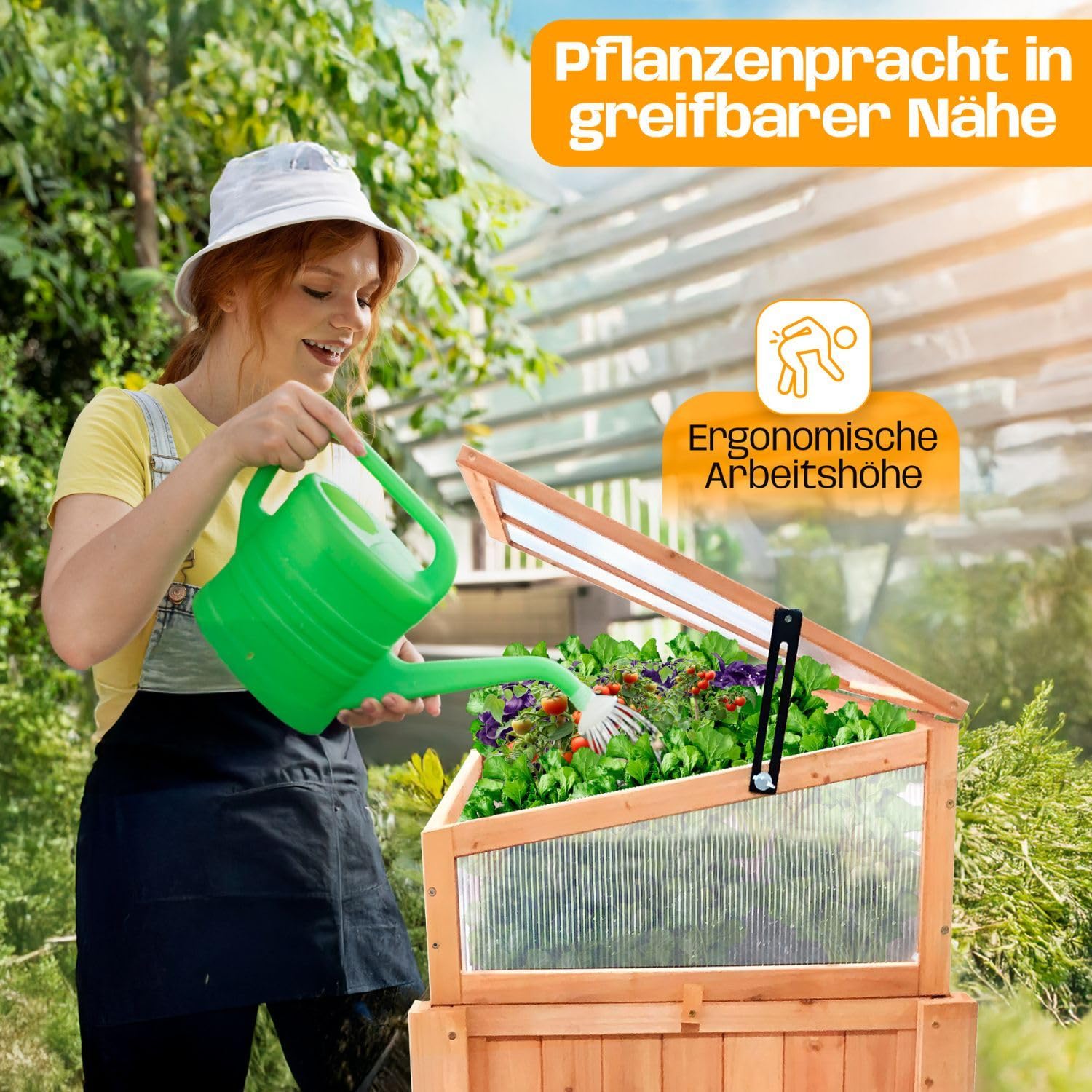Jardinière surélevée avec embase 90 x 60 x 120 cm – Parterre de jardin ergonomique en bois, résistant aux intempéries et durable – Parfait pour les légumes, les herbes et les fleurs – N'abîme pas le