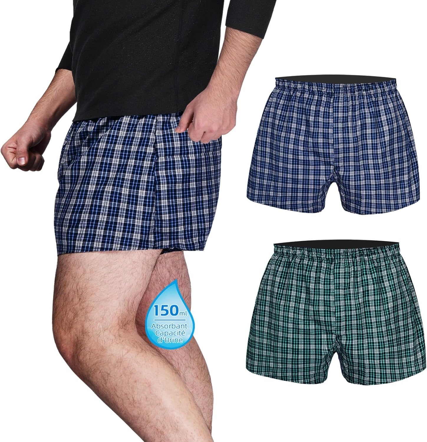 TIICHOO Slip Incontinence Homme Lavable Réutilisables Boxer Homme