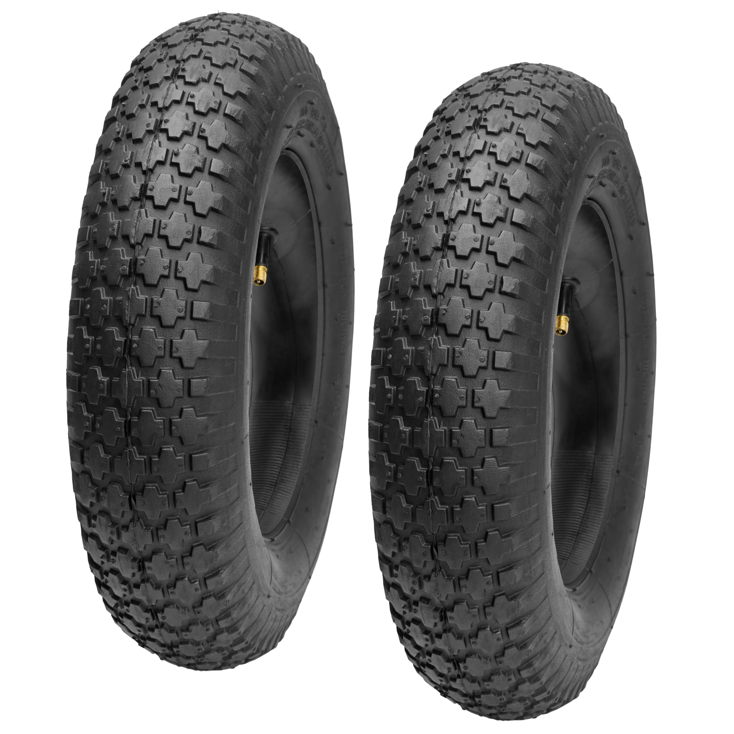 Garronda x2 Set de Neumáticos 4.80/4.00-8 con Cámara de Aire - Rueda Resistente 390x95 mm, 2PR Neumático de Repuesto para Carretilla de Mano, Válvula, hasta 210kg, para Jardín y Obra GD-0164 (Negro)