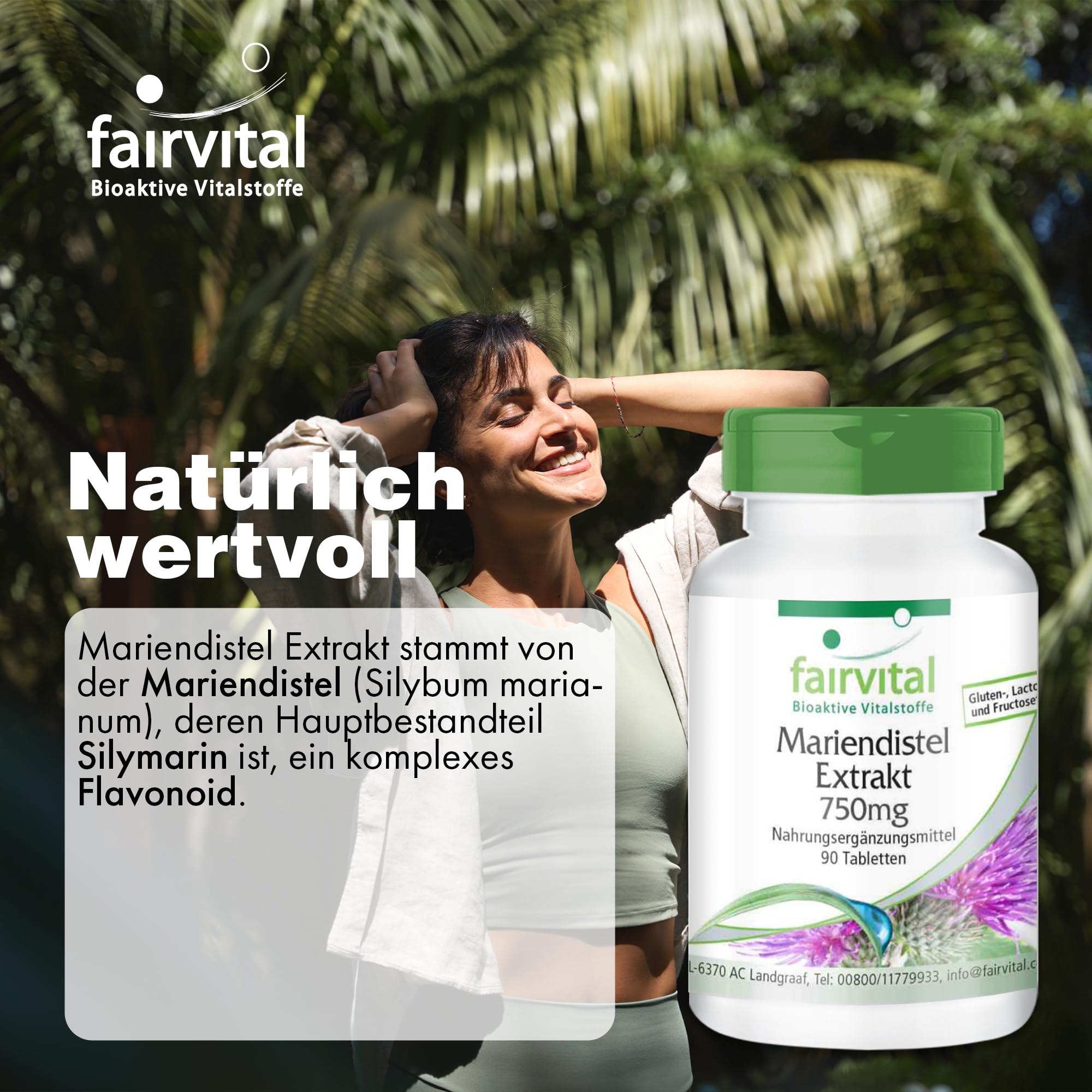 fairvital Mariendistel Extrakt 750mg, 90 Tabletten, HOCHDOSIERT mit 750mg Mariendistel Extrakt pro Tablette, VEGAN, 80% Silymarin
