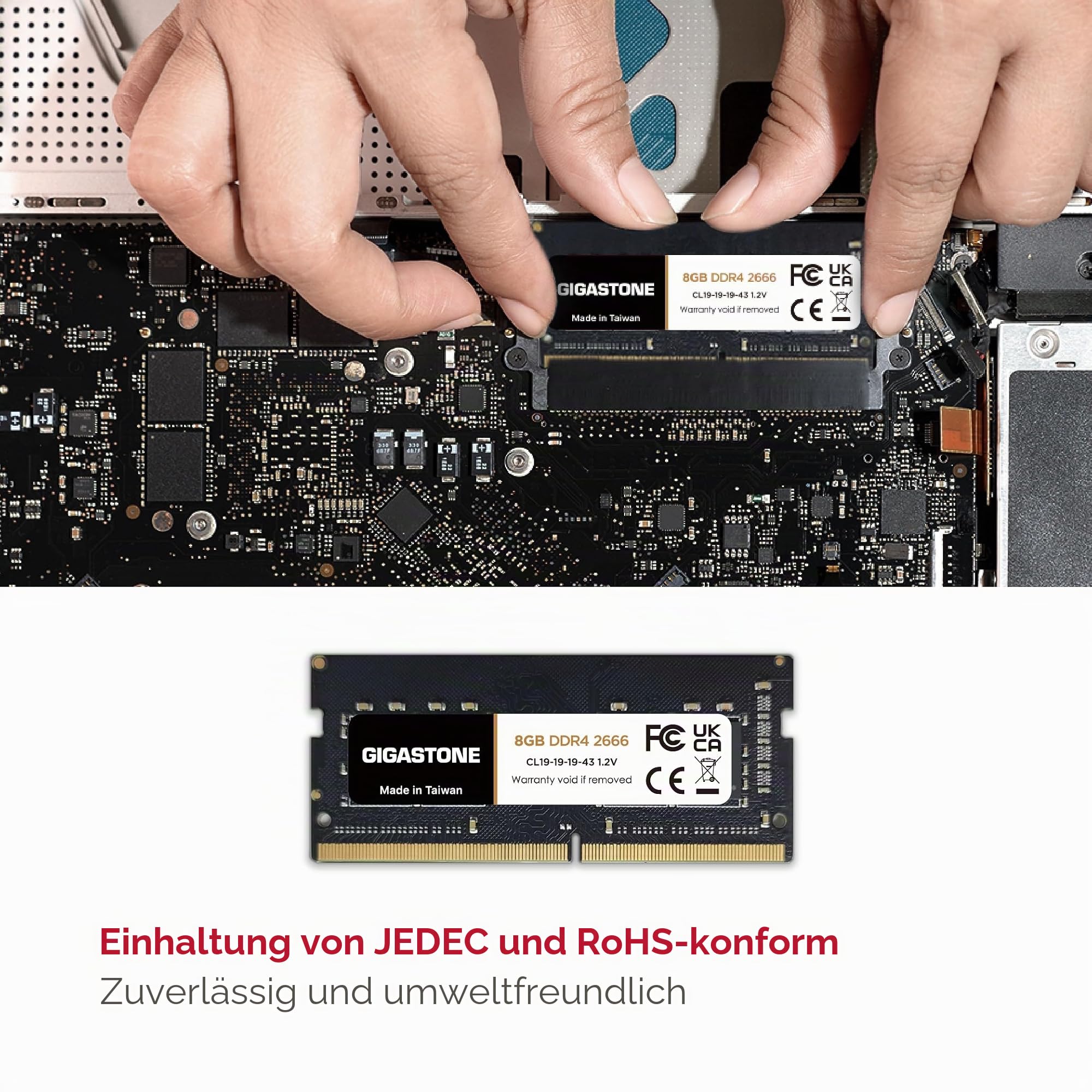 【DDR4 RAM Nur für Laptops】 GIGASTONE 16GB Kit (2x8GB) DDR4 2666MHz (2400MHz or 2133MHz) PC4-21300(PC4-19200/17000) CL19 1.2V SODIMM 260Pin Nicht-ECC ungepuffert Notebook Laptop Speicher-Upgrade