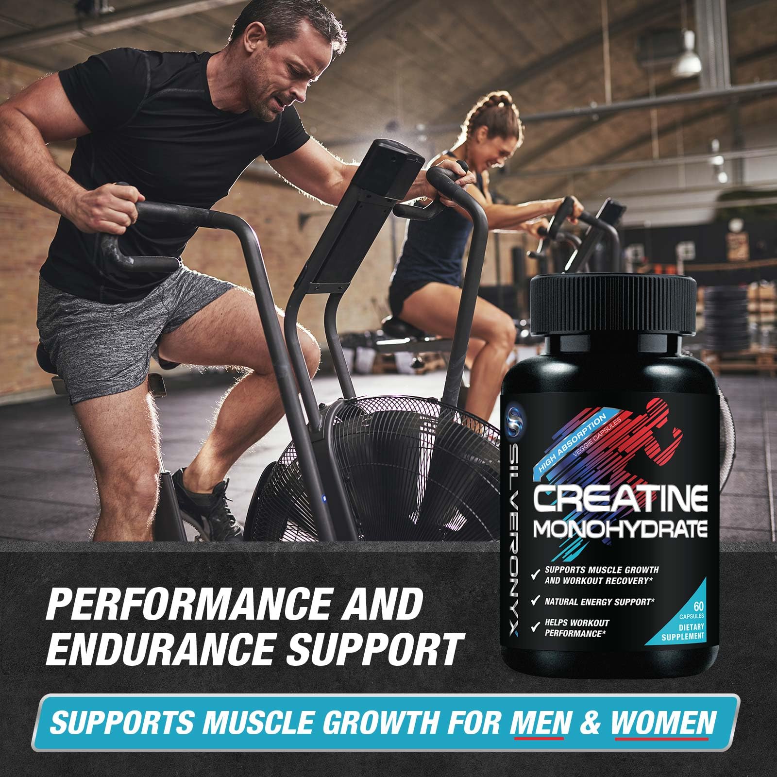 SILVERONYX Creatine Monohydrate 3000mg - Extra Strength Micronized Creatine Powder - Supports Lean Muscle, Strength, Energy, & Endurance - All Natural Supplement, Bottled in USA - 60 Capsules — Amazon image 6