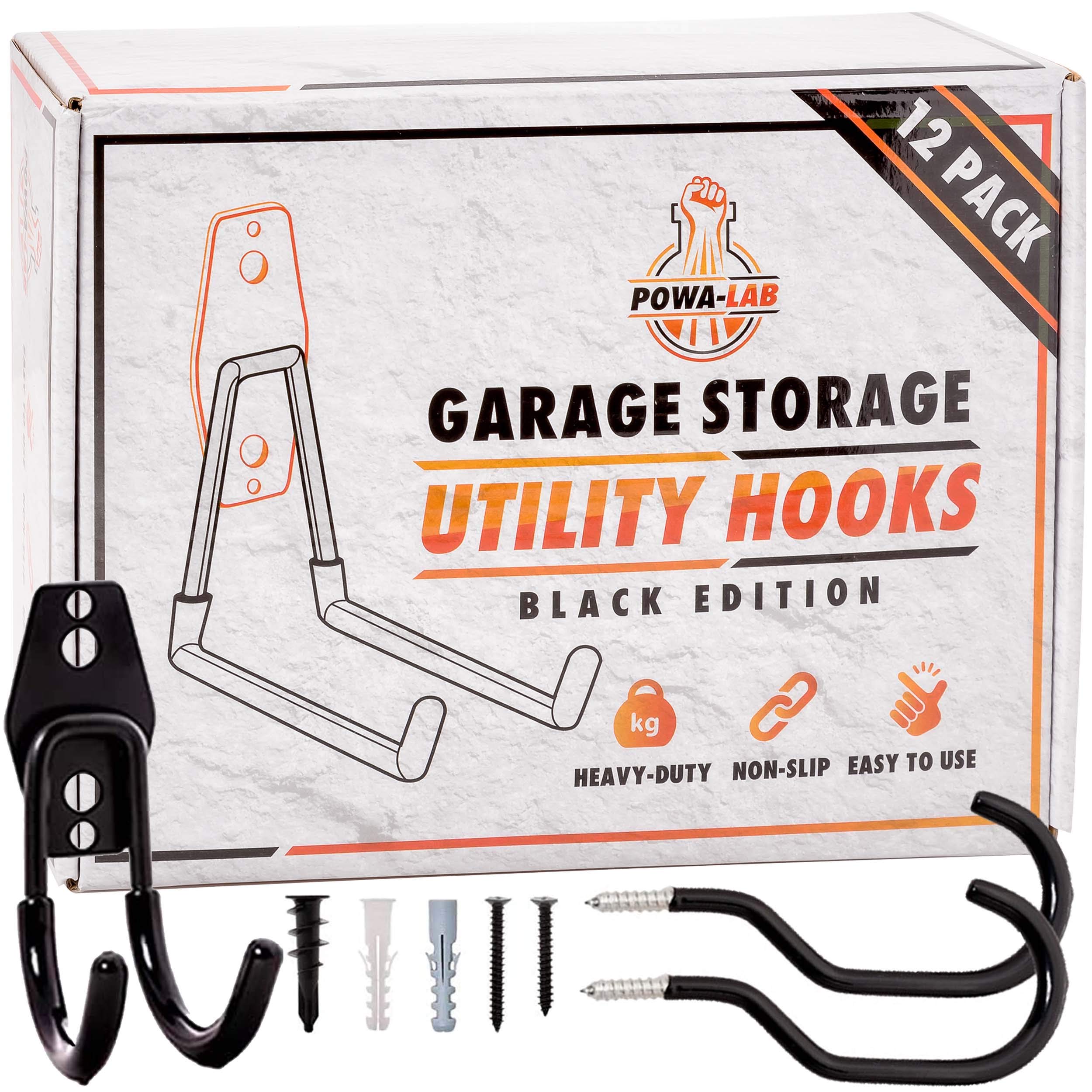 Buy PowaLab 12 Piece Set Steel Garage Storage Hooks with Bike Hooks