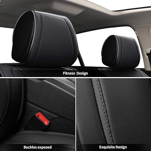 Miniatura 3 de Juego completo de fundas de asiento de automóvil, funda de cojín antideslizante de piel sintética para vehículo, protectores impermeables para