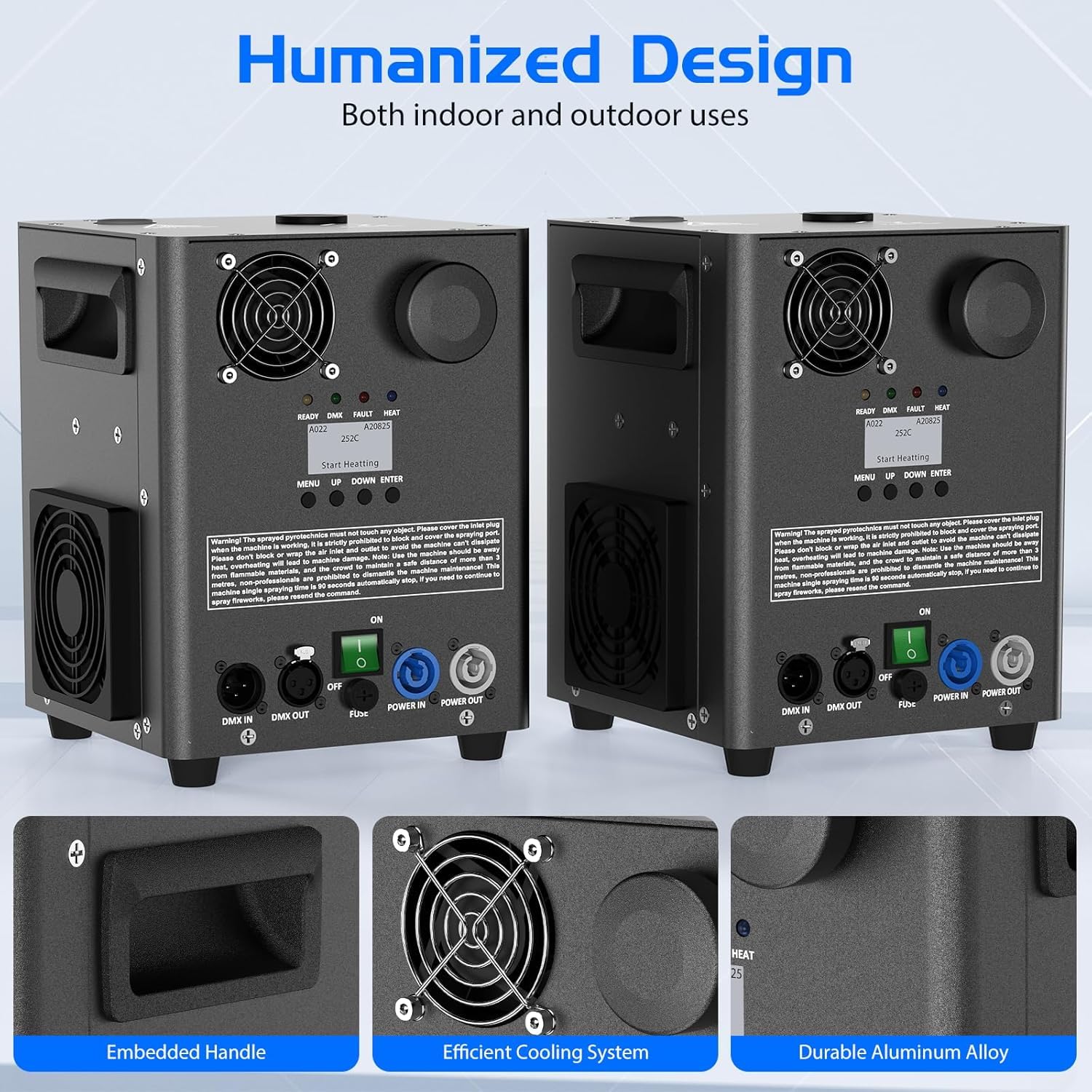 2 Pezzi 1000W Macchine Pirotecniche Elettronica con Flightcase, Scintille Fredde per la Scena con dmx512&Telecomando Senza Fili per Natale Matrimonio Festa Concerto