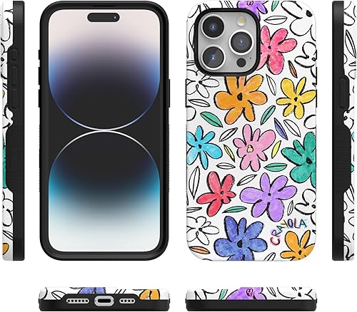 Vista 1213 de Casely Funda para iPhone 15 Pro Jardín Secreto Flores mixtas Funda atrevida Compatible con MagSafe y botón de acción Jardín Secreto Floral
