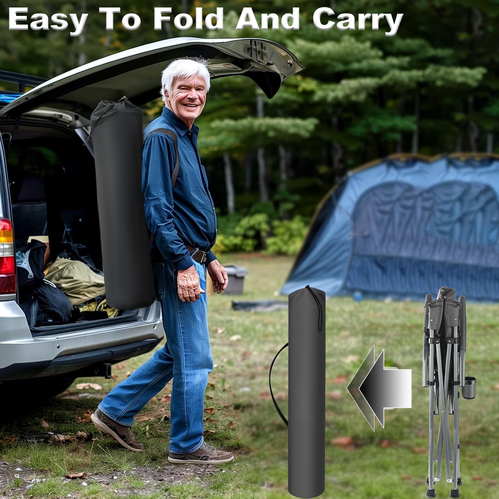 Silla de Camping Plegable hasta 200kg,Gris