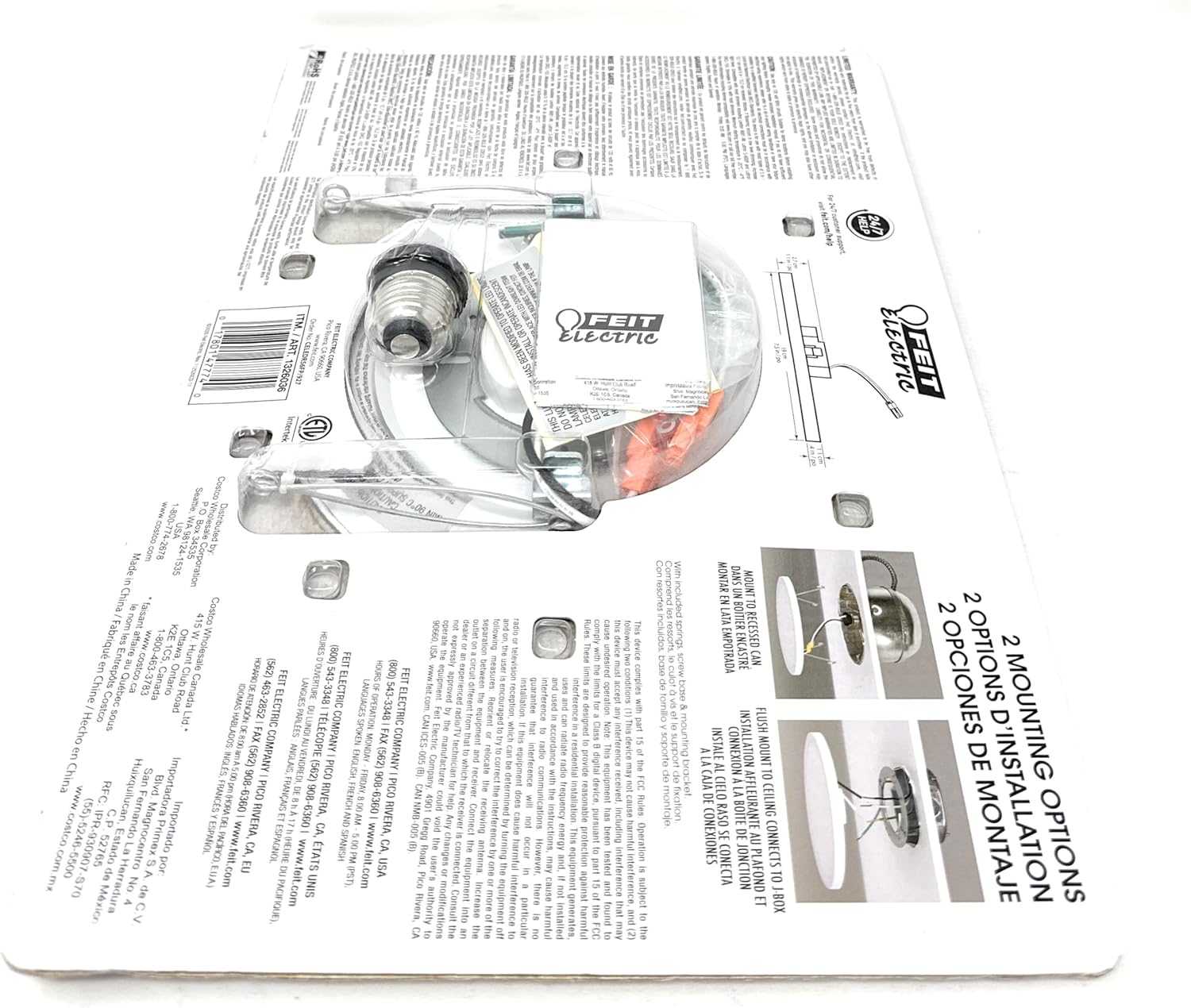 Feit Electric Round, 2 Mounting Options, for Home, Office, Commercial LED Downlight, 7.5", 2700K Soft White