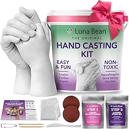 Luna Bean Hand Casting Kit – The Original Hand Mold Kit – Mothers Day Gifts for Mom - Anniversary Engagement Gifts for Women Men Couples Wife Boyfriend Girlfriend Wedding Bridal Shower