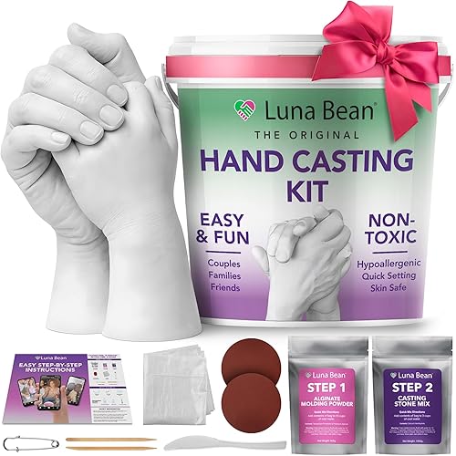 Luna Bean Hand Casting Kit – The Original Hand Mold Kit – Mothers Day Gifts for Mom - Anniversary Engagement Gifts for Women Men Wife Boyfriend Girlfriend Wedding Bridal Shower