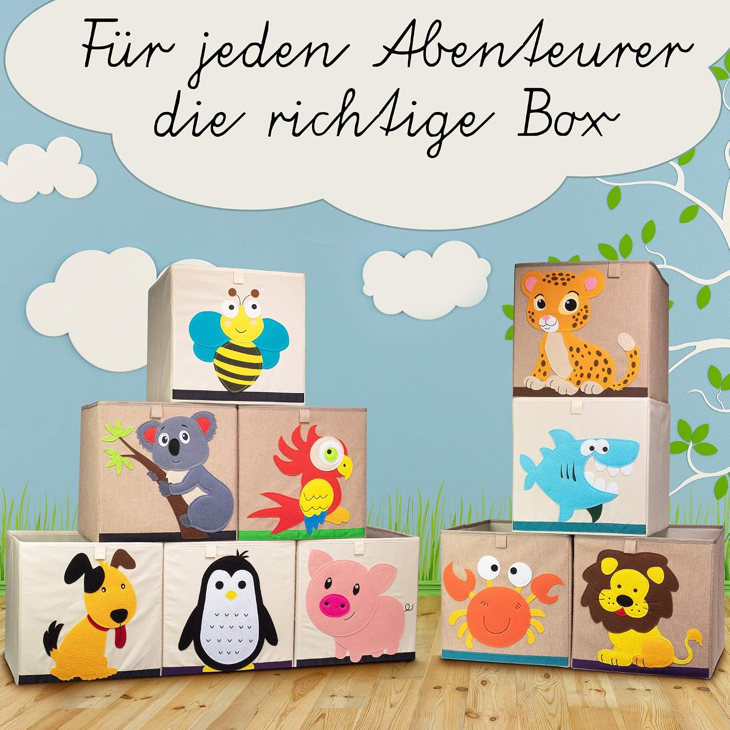 Cube Storage Box I Practical Storage Box for Any Child's Room| Kids Storage Boxes I Sweet Storage Cubes Box I Square Storage Boxes (Bee Beige)