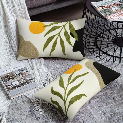 Miniatura 5 de JASEN Funda de almohada decorativa lumbar bohemia funda de almohada abstracta geométrica funda de cojín retro de mediados de siglo para sofá