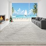 5x8 Machine Washable Area Rugs for Bedroom Living Room, Cream Soft Plush Fluffy Fuzzy Shag Shaggy Carpet, Indoor Floor Rugs for Kids, Nursery, Home Decor Aesthetic