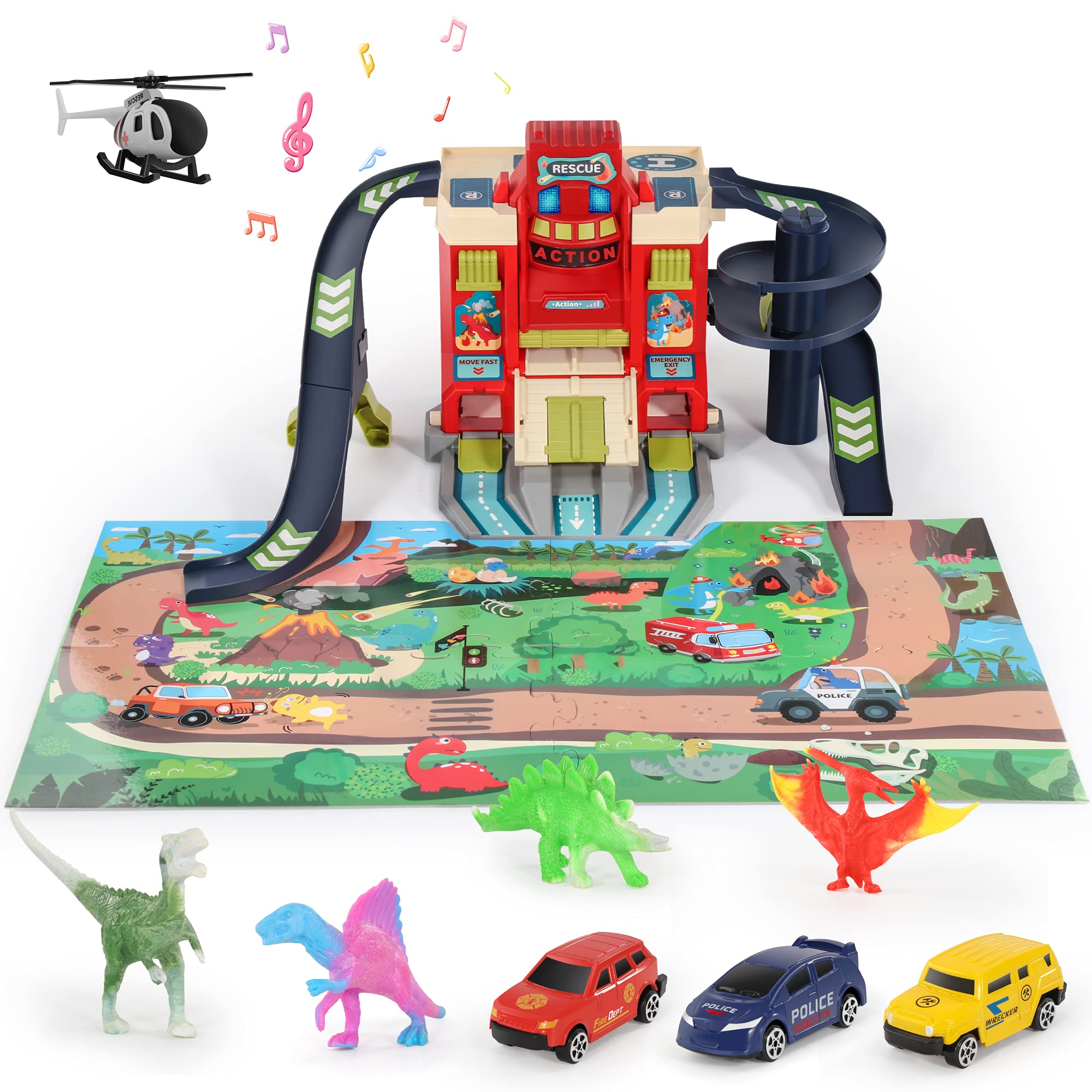 Buy MIEBELY Race Track Dinosaur Rescue Building Car Adventure Toy
