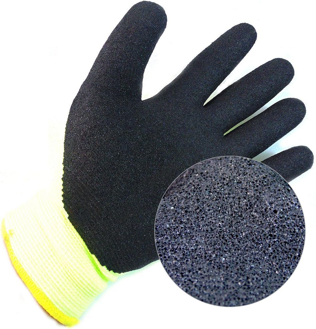 BGWANS-LM-11 Safety Winter Insulated Double Lining Rubber Coated Work Gloves, 12 Pairs/Pack (Extra Large, Hi-Vis Lime)