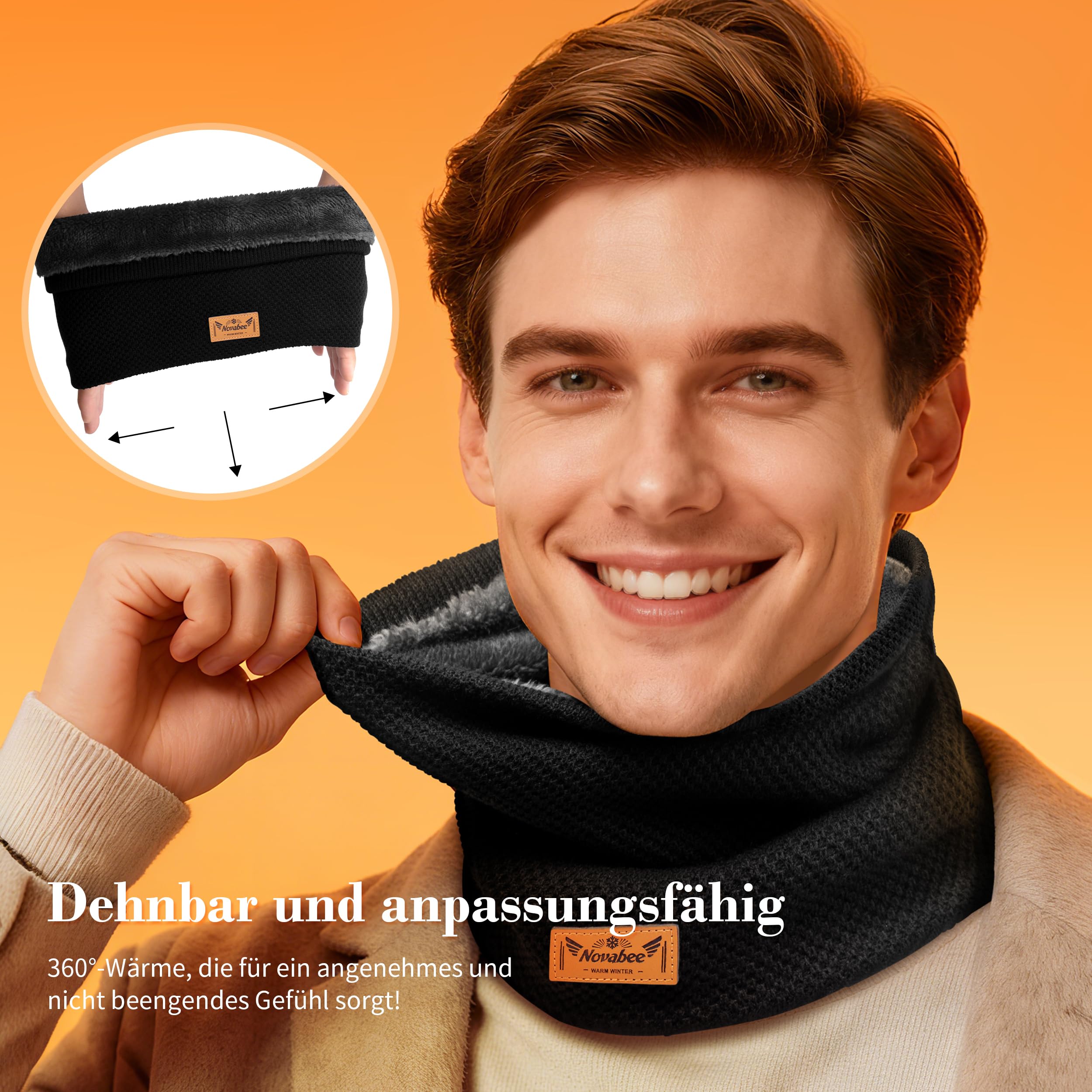 Schlauchschal Herren, Geschenke für Männer & Frauen Weihnachten, mit Verdickt und Weichem Gefüttert Loop Winterschal, Halsmaske, Winddicht und Warm, für Motorrad, Fahrrad, Ski, Outdoor Aktivitäten