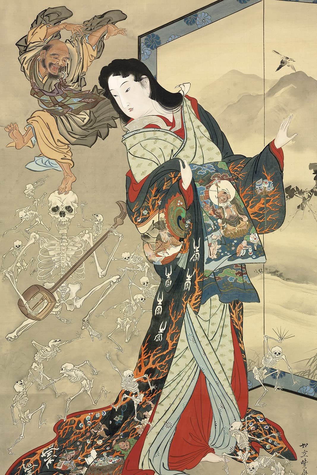 ❣️お値下げ❣️色紙　絵画　八ヶ山 Amazon.com: Textured Paper - Kawanabe Kyosai - Hell