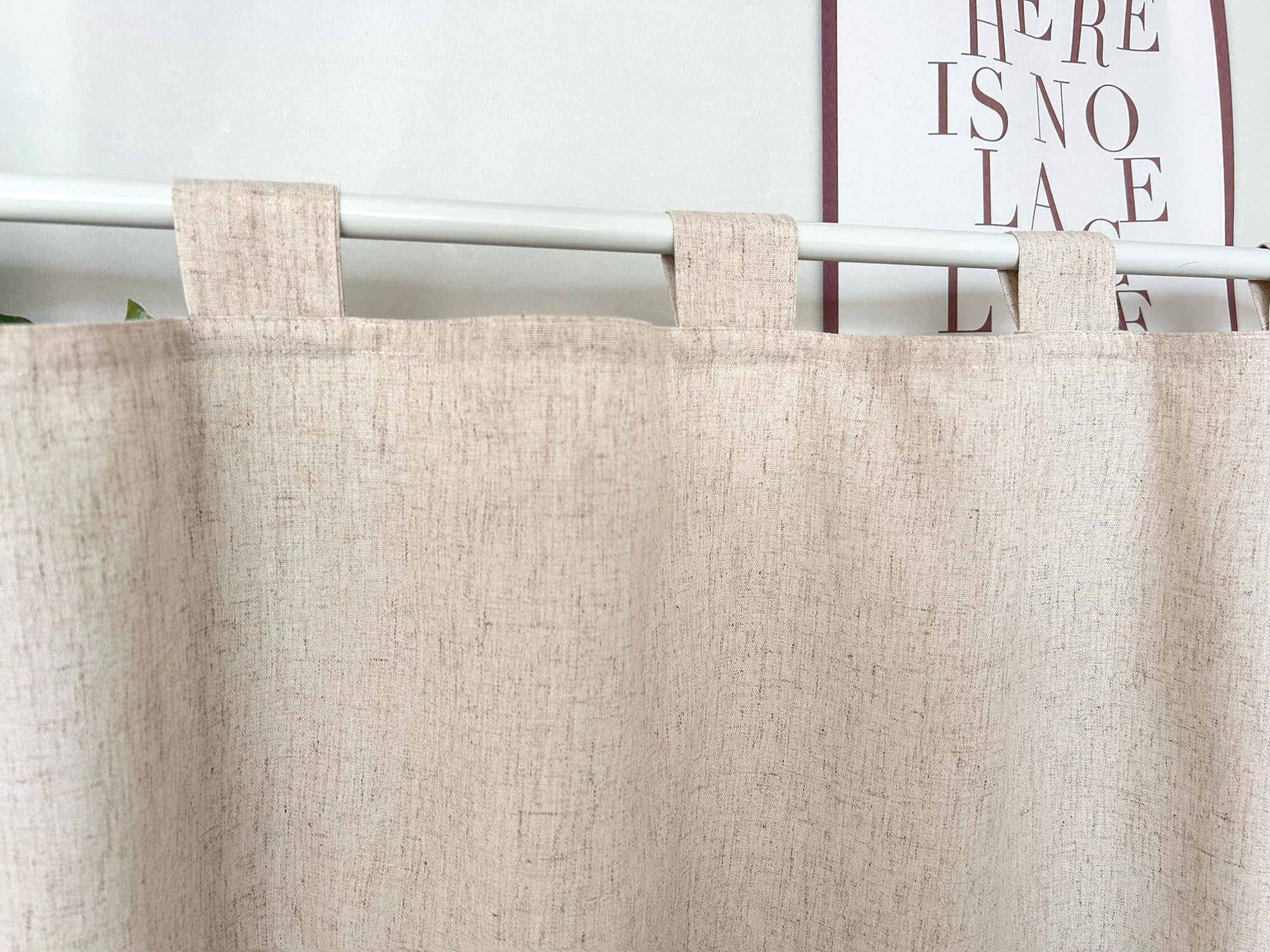 Rideaux de cuisine opaques à motifs courts pour fenêtre avec œillets - Look moderne - Texture en imitation lin - Rideau de bistro - Uni (LxH 100x90 cm) - 1 pièce