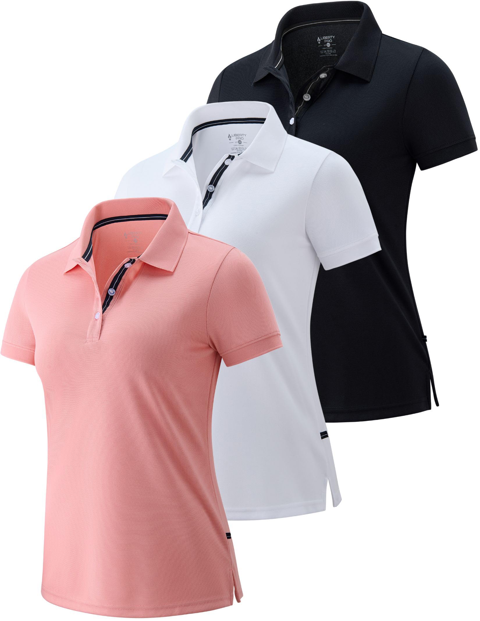 Liberty Pro Women's 3-Pack Polo Shirts Short Sleeve