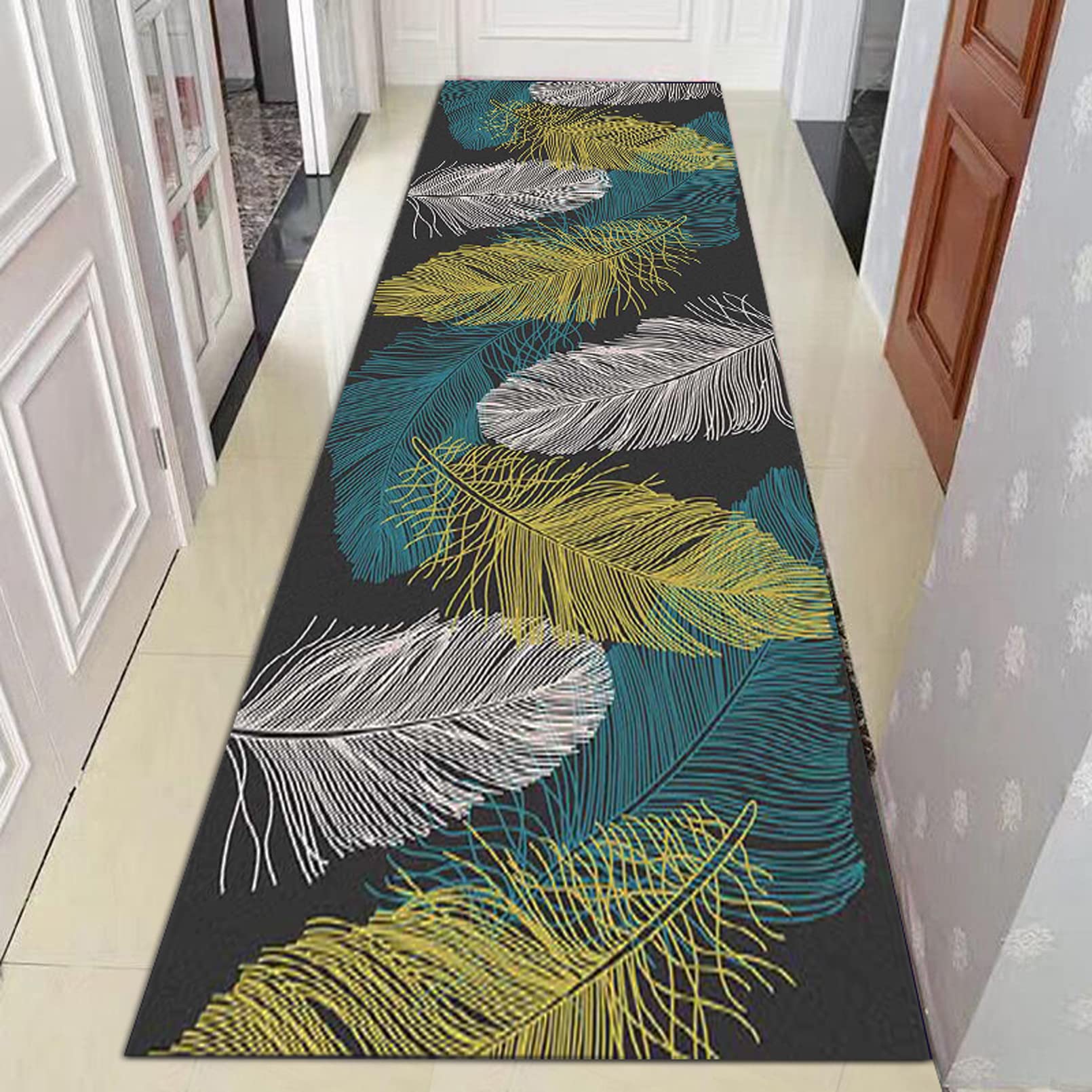 AZMANI Extra Long Hallway Runner Rug Contemporary Passage Runner Rug for Hallway, Anti-Slip Carpet Floor Mat for Living Room Stairs Offices,1m x 2.5m