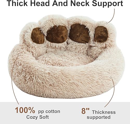 Miniatura 8 de Jiupety Cama para perro con patas de oso de pie, acogedora y cómoda cama en forma de dona para perro, color gris, tamaño M, 22 x 22 x 6 pies