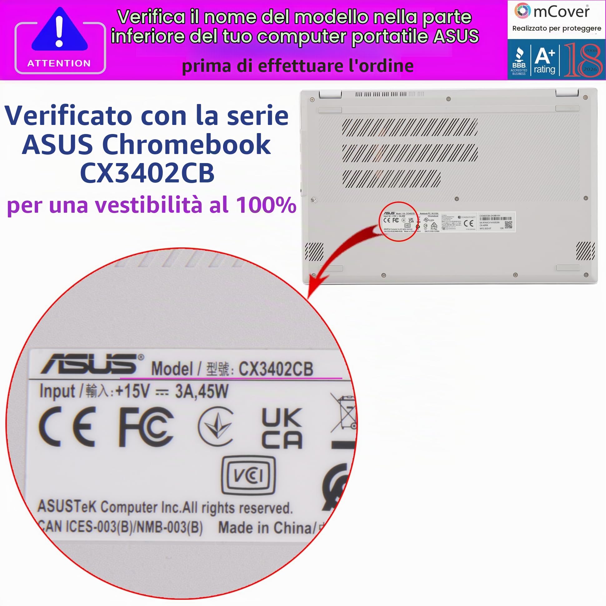 Broonel - Serie di profili - Custodia in pelle blu - Compatibile con ASUS Chromebook Plus CX34 14 (CX3402